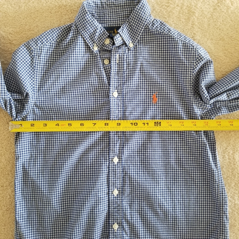 Polo Ralph Lauren Blue Gingham Button Down Shirt Size 10/12 - Picture 9 of 10